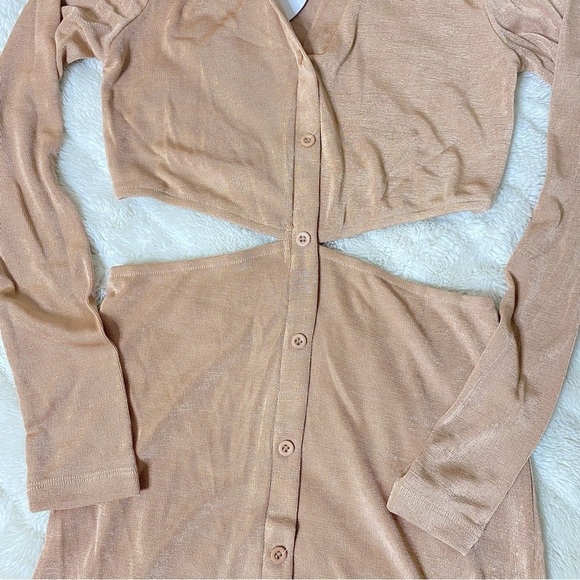 Princess Polly Y2k Cut Out Mini Shirt Dress with Long Sleeves Nwt Size 4 - Picture 8 of 9